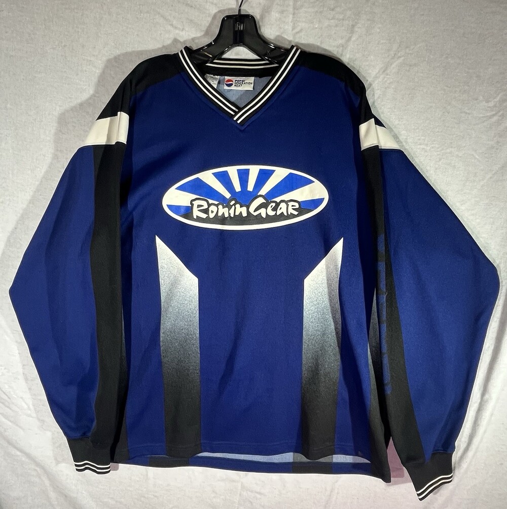90s/Y2K Pepsi Generation Next Ronin Gear Long Sleeve Shirt Sz XL/L Blue/Black